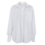 White Lapel Collar Button Down Fit Daily Shirt