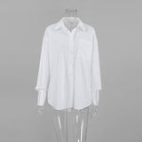 White Lapel Collar Button Down Fit Daily Shirt