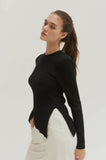 Danielle Rib Knit Asymmetric Hem Top