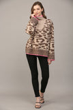 HALF ZIP WOOL BLEND LEOPARD SWEATER