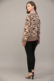 HALF ZIP WOOL BLEND LEOPARD SWEATER