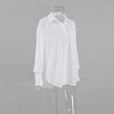 White Lapel Collar Button Down Fit Daily Shirt