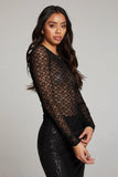 Kevin Long Sleeve Lace Top In Licorice