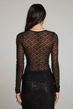 Kevin Long Sleeve Lace Top In Licorice