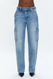 Bobbie Utility Mid Rise Loose Jeans in Black or Varsity Blue