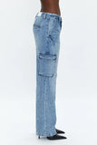 Bobbie Utility Mid Rise Loose Jeans in Black or Varsity Blue